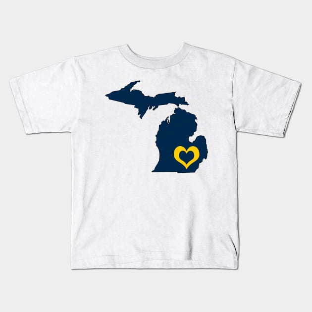 Michigan Love Kids T-Shirt by somekindofguru